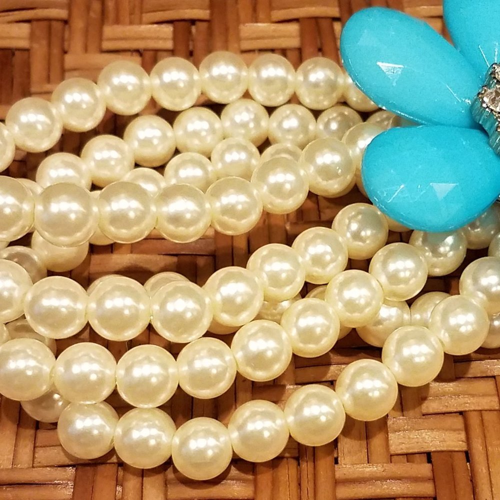 Large Sparkling Flower Statement Bracelet - image 3